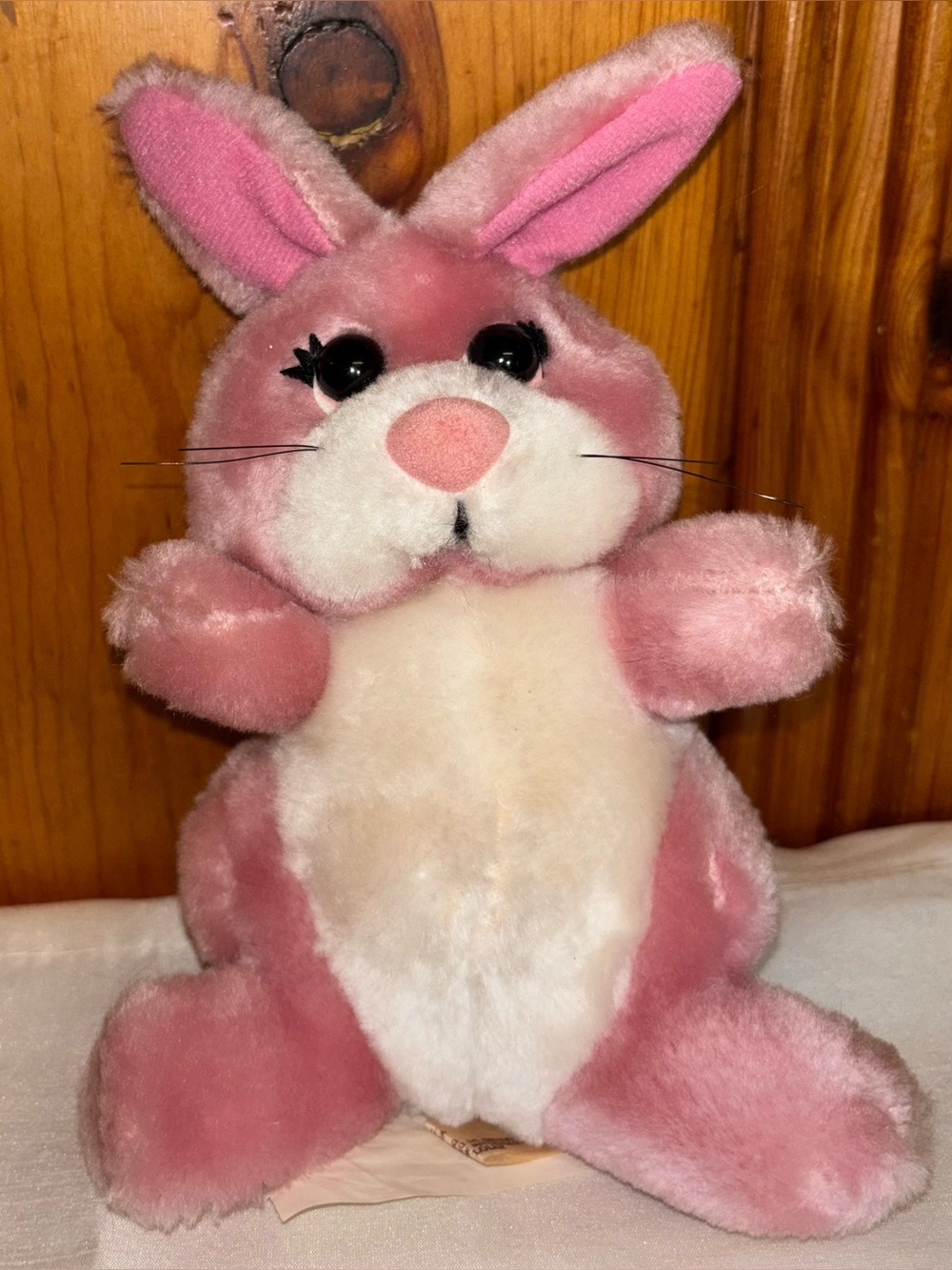Vintage Applause Pink Bunny Rabbit Stuffed Animal With  Eyelashes #20293